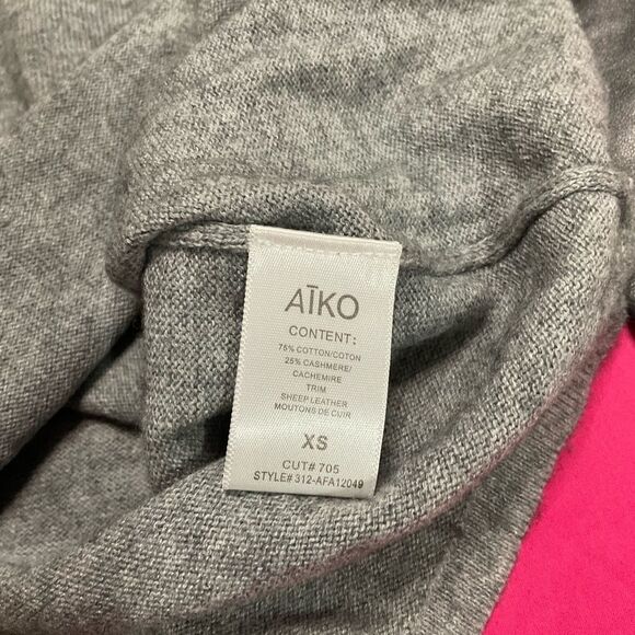 NWT Bergdorf Goodman Aiko Kwan Leather-Sleeve Sweater Size XS - Picture 3 of 14